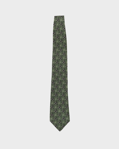 80s Giorgio Armani Green Patterned Silk Tie