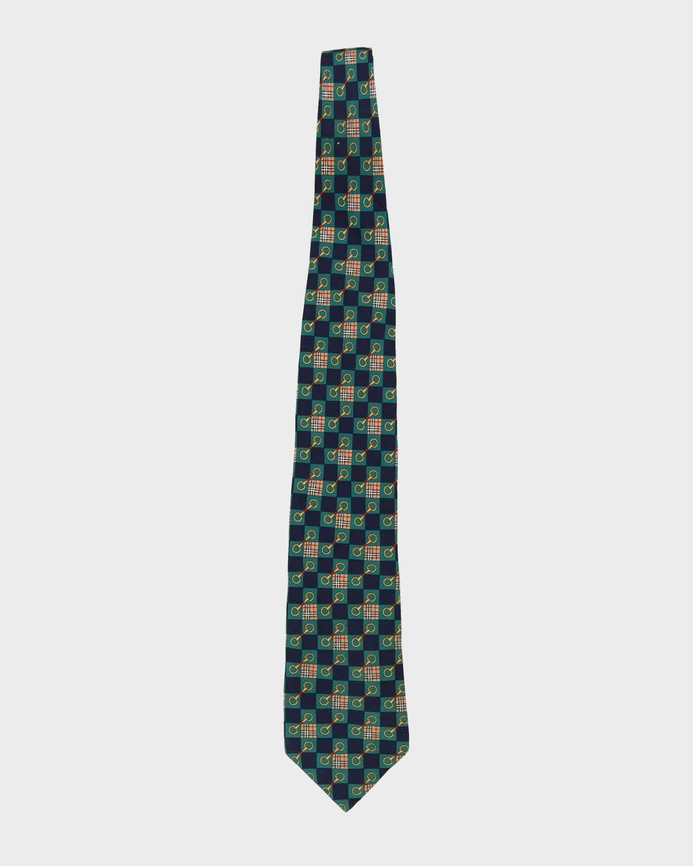 Burberry Green / Navy / Novacheck Patterned Silk Tie