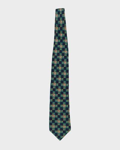 Burberry Green / Navy / Novacheck Patterned Silk Tie