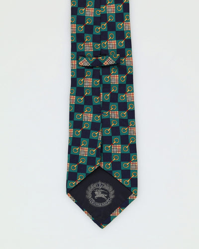 Burberry Green / Navy / Novacheck Patterned Silk Tie