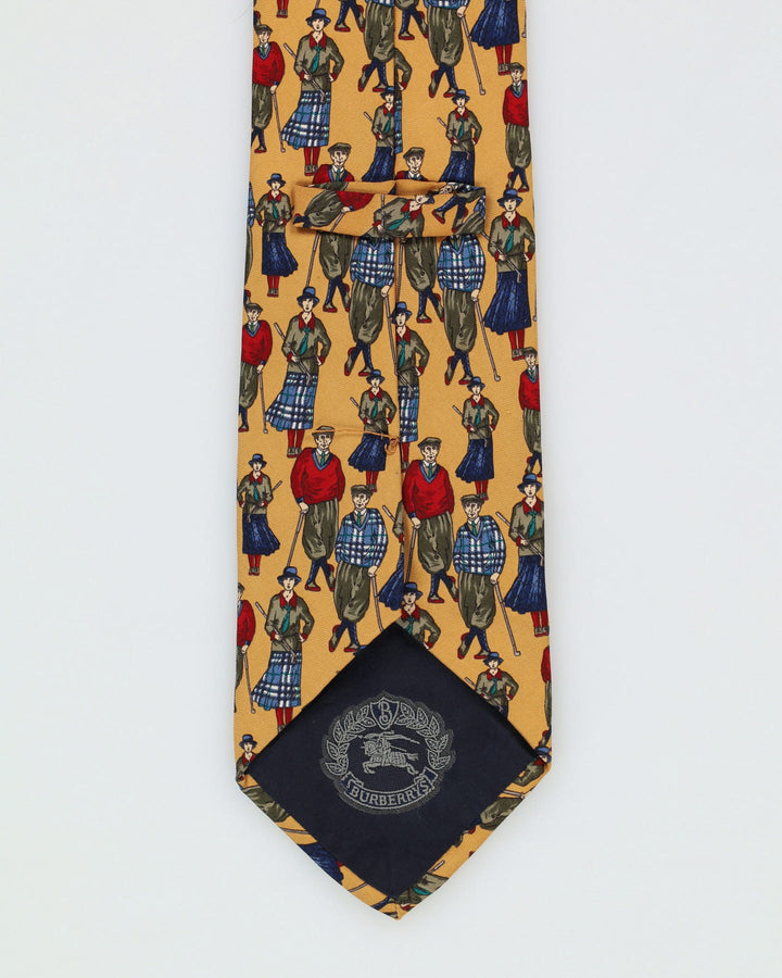 Burberry Yellow Golf Patterned Silk Tie