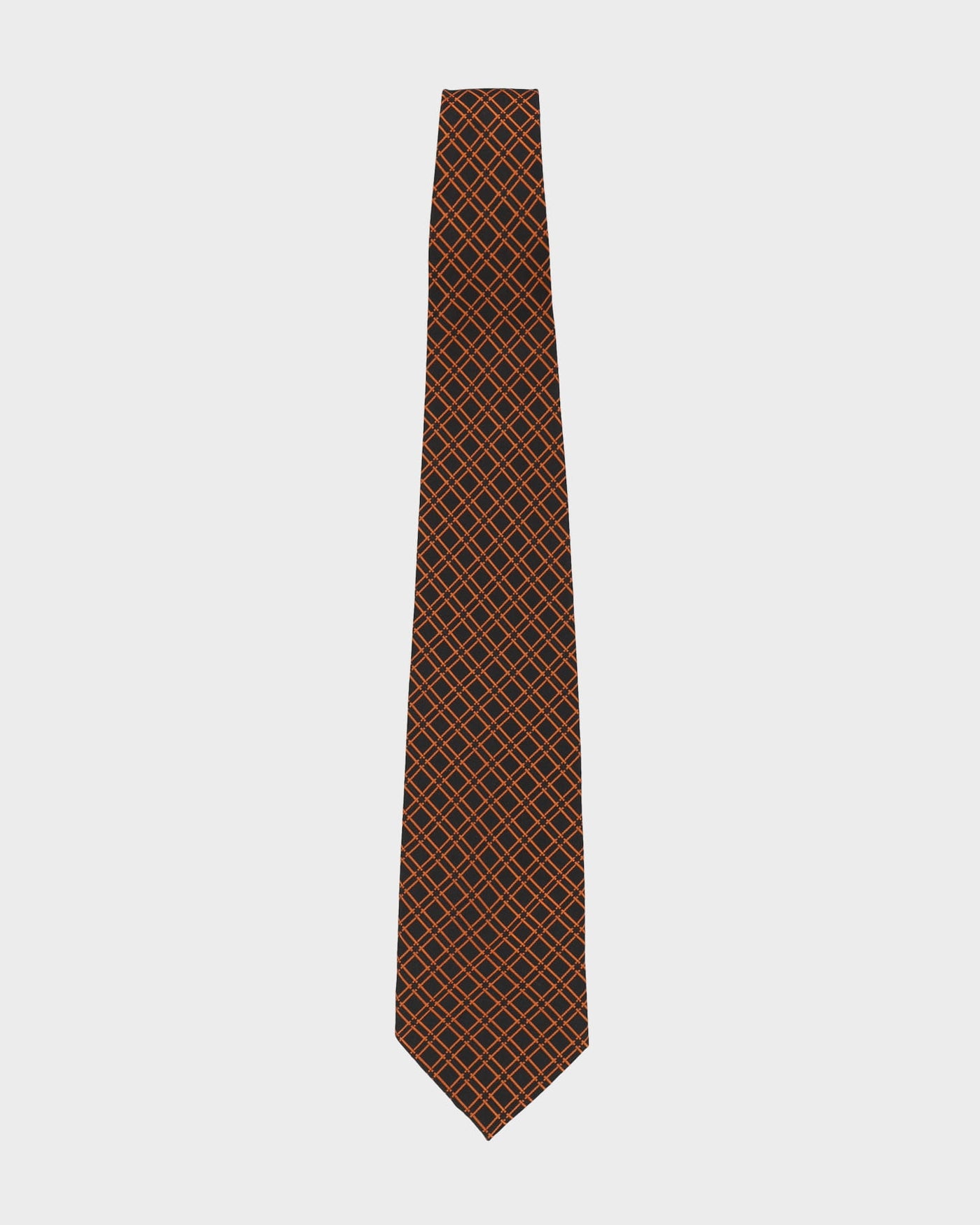Burberry Black / Orange Patterned Silk Tie