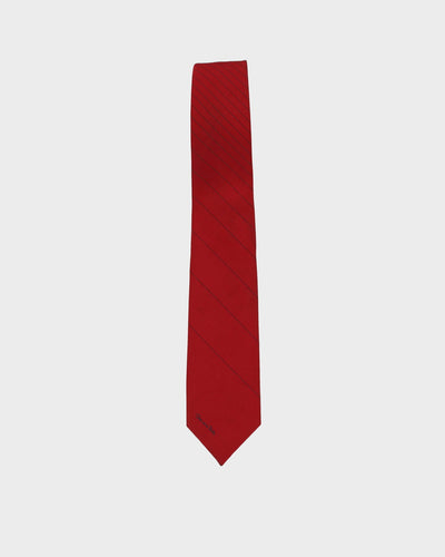 80s Oscar De La Renta Red Stripe Patterned Tie
