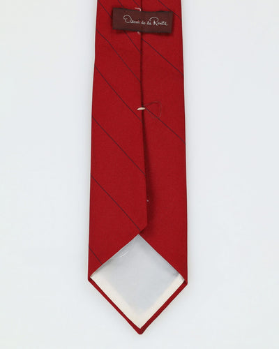 80s Oscar De La Renta Red Stripe Patterned Tie