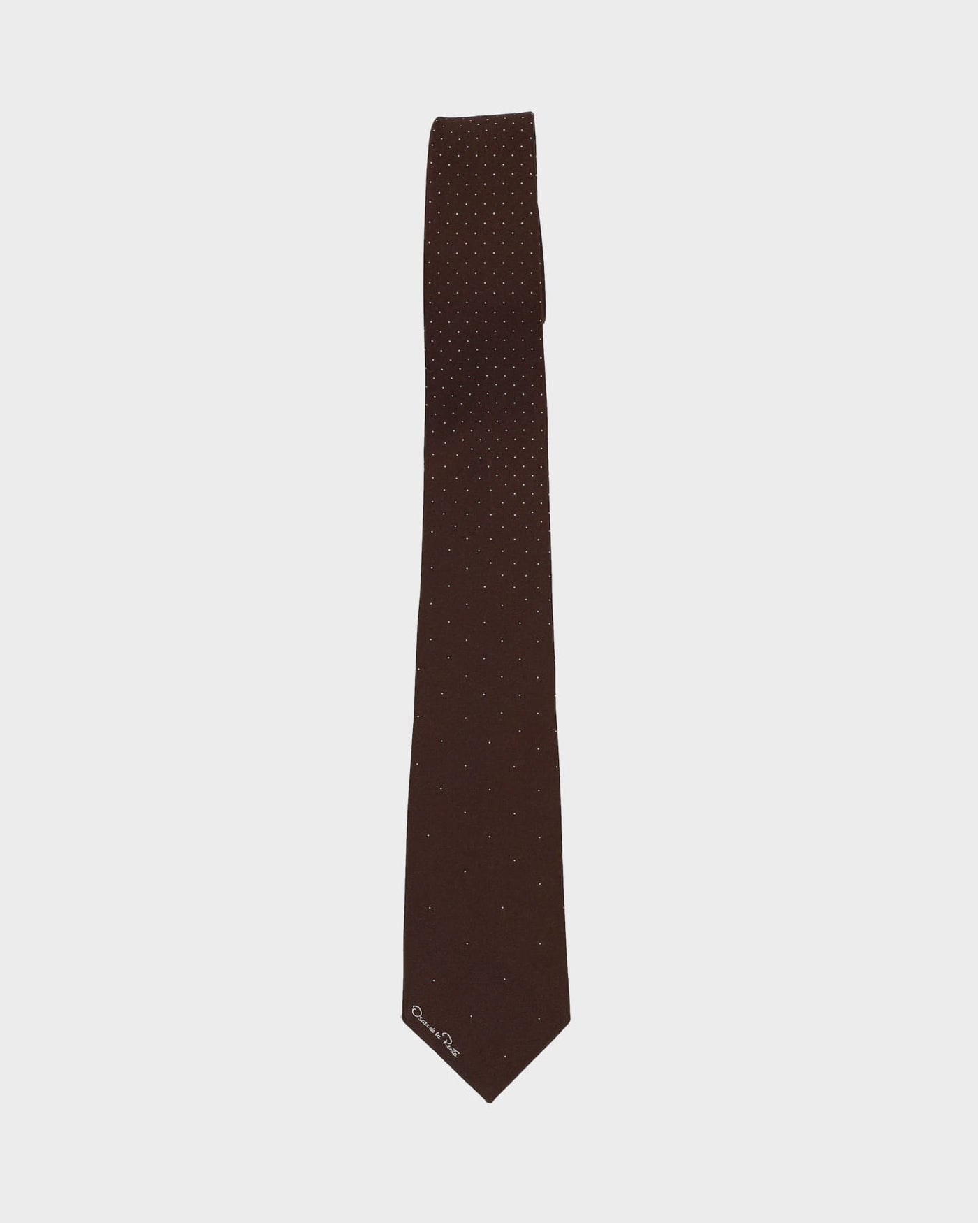 90s Oscar De La Renta Brown Patterned Tie