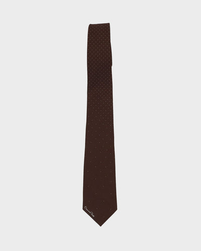 90s Oscar De La Renta Brown Patterned Tie