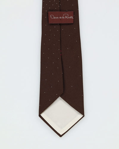 90s Oscar De La Renta Brown Patterned Tie