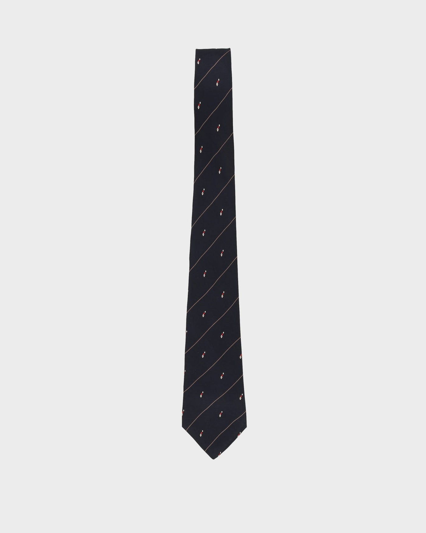 90s Oscar De La Renta Black Patterned Silk Tie