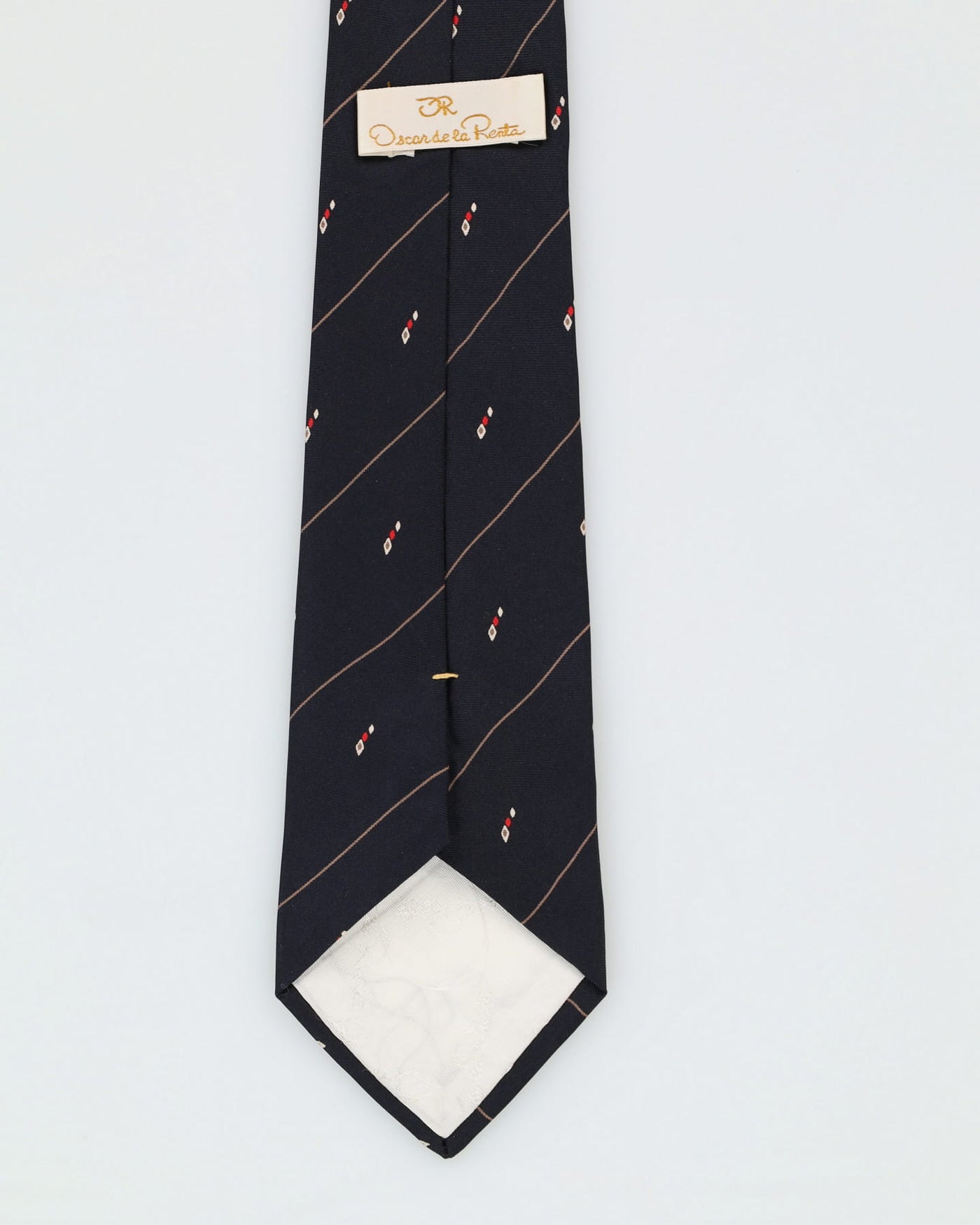 90s Oscar De La Renta Black Patterned Silk Tie