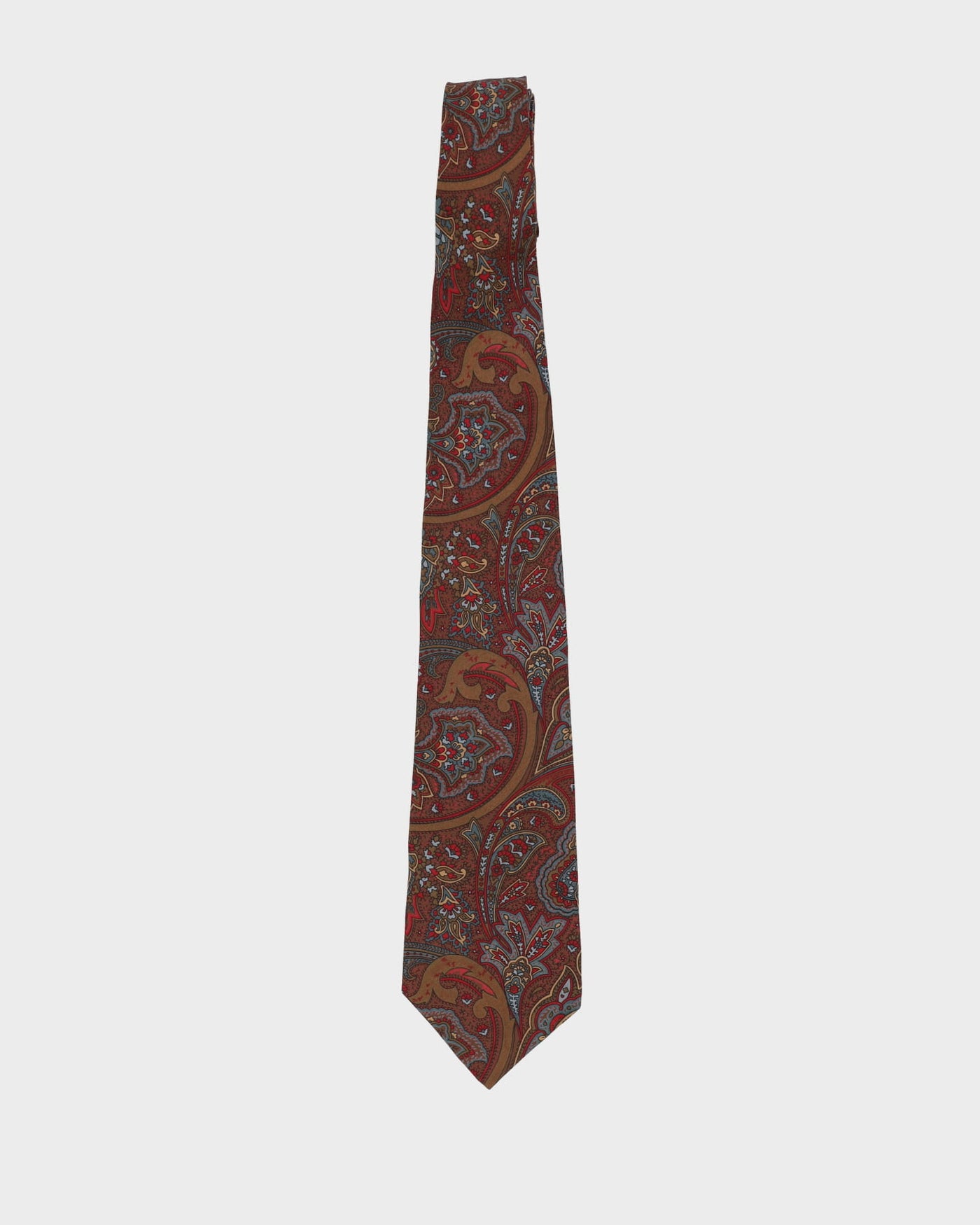 90s Oscar De La Renta Red Paisley Patterned Silk Tie