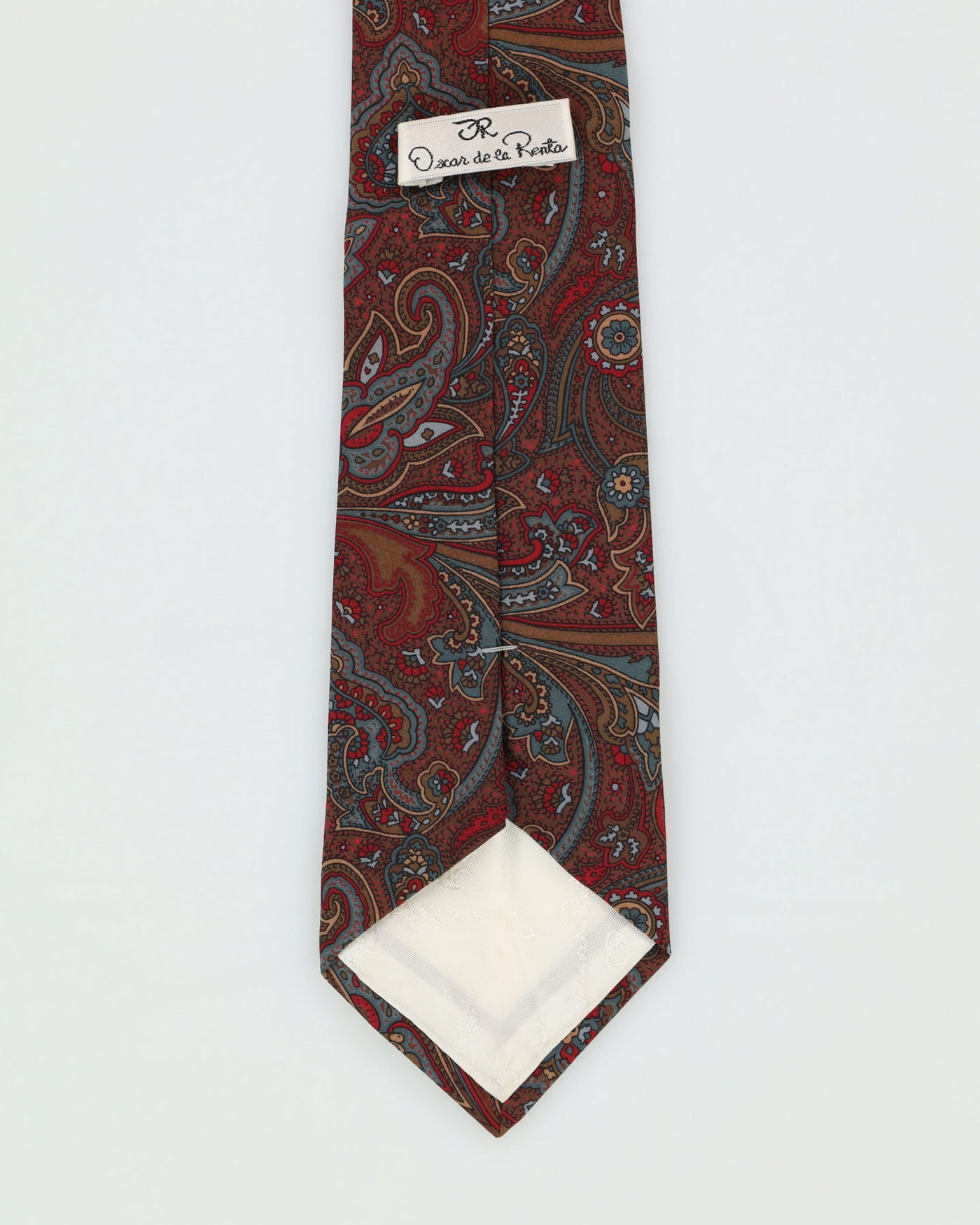 90s Oscar De La Renta Red Paisley Patterned Silk Tie
