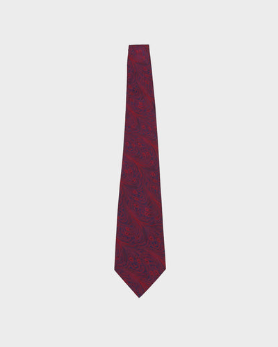 90s Givenchy Red / Blue Paisley Patterned Silk Tie