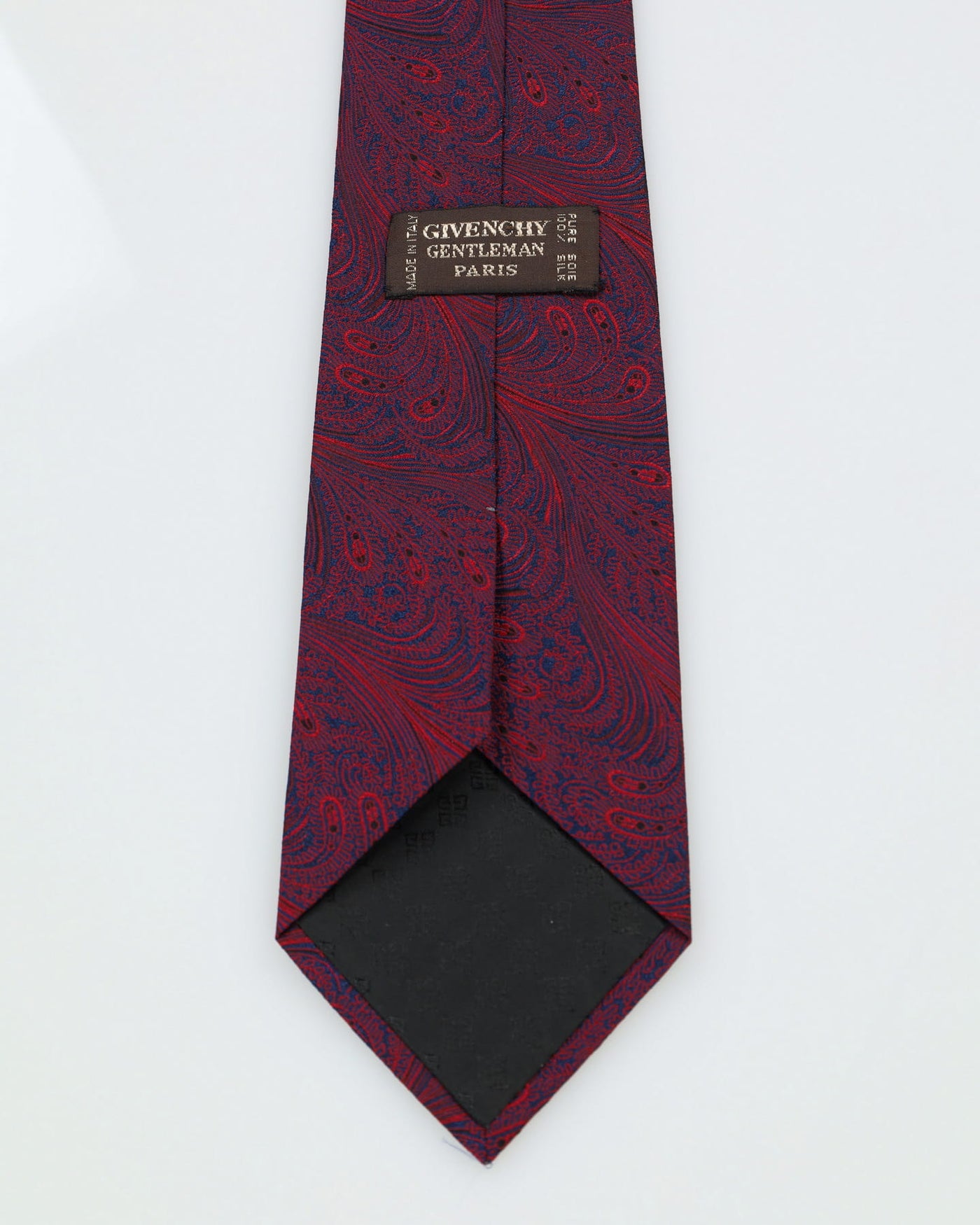90s Givenchy Red / Blue Paisley Patterned Silk Tie
