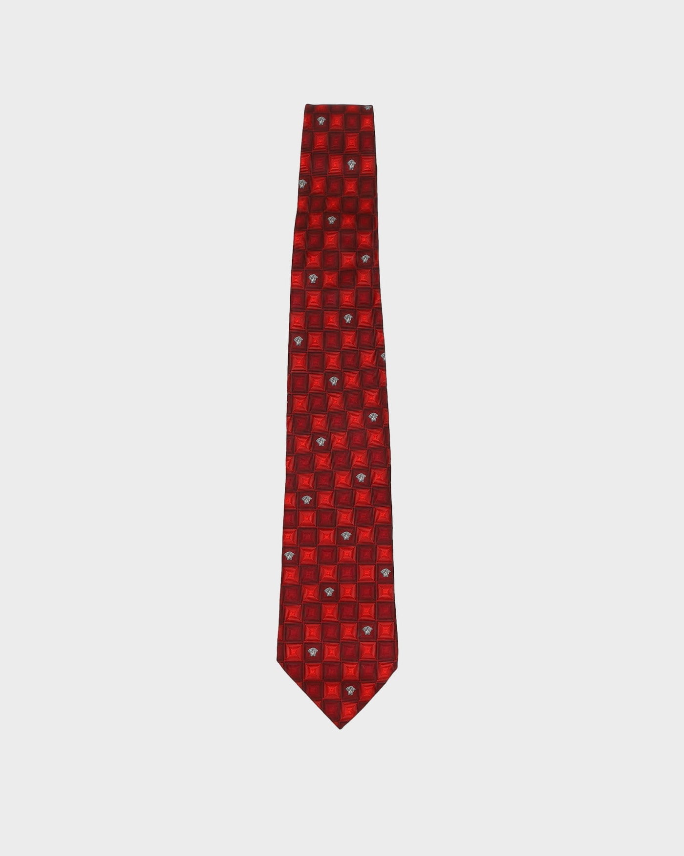 90s Gianni Versace Red Patterned Silk Tie