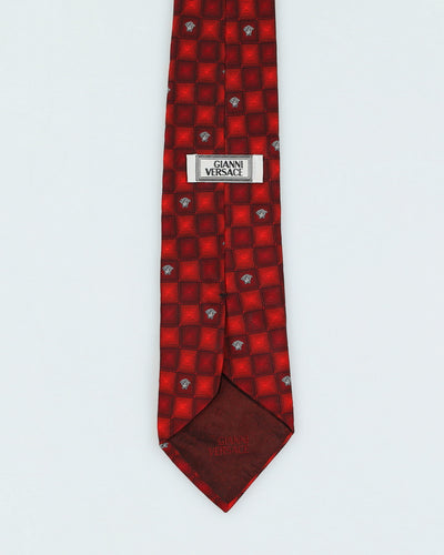 90s Gianni Versace Red Patterned Silk Tie