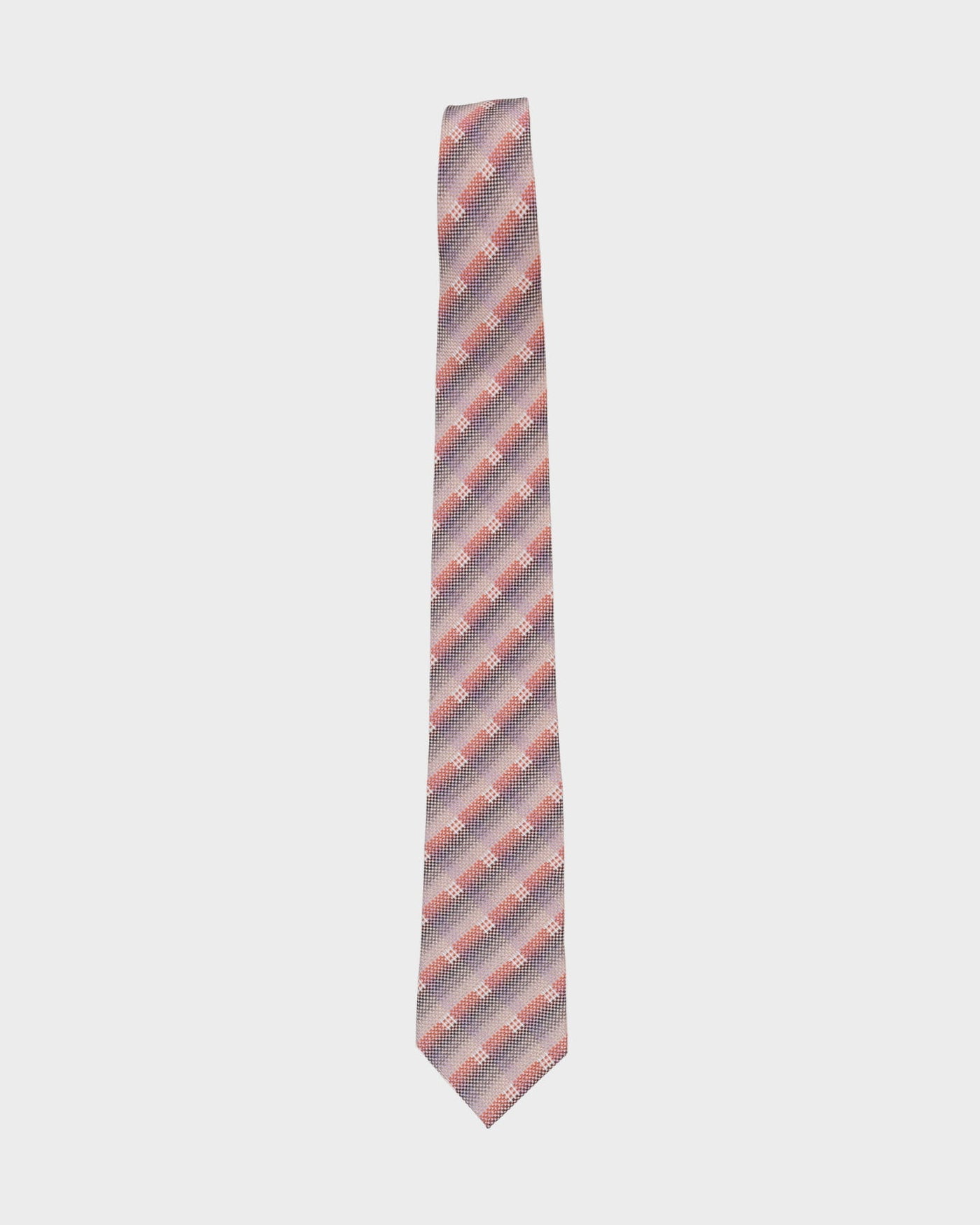 90s Guy Laroche Blue / Pink Patterned Silk Tie