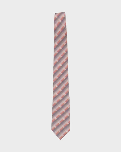90s Guy Laroche Blue / Pink Patterned Silk Tie