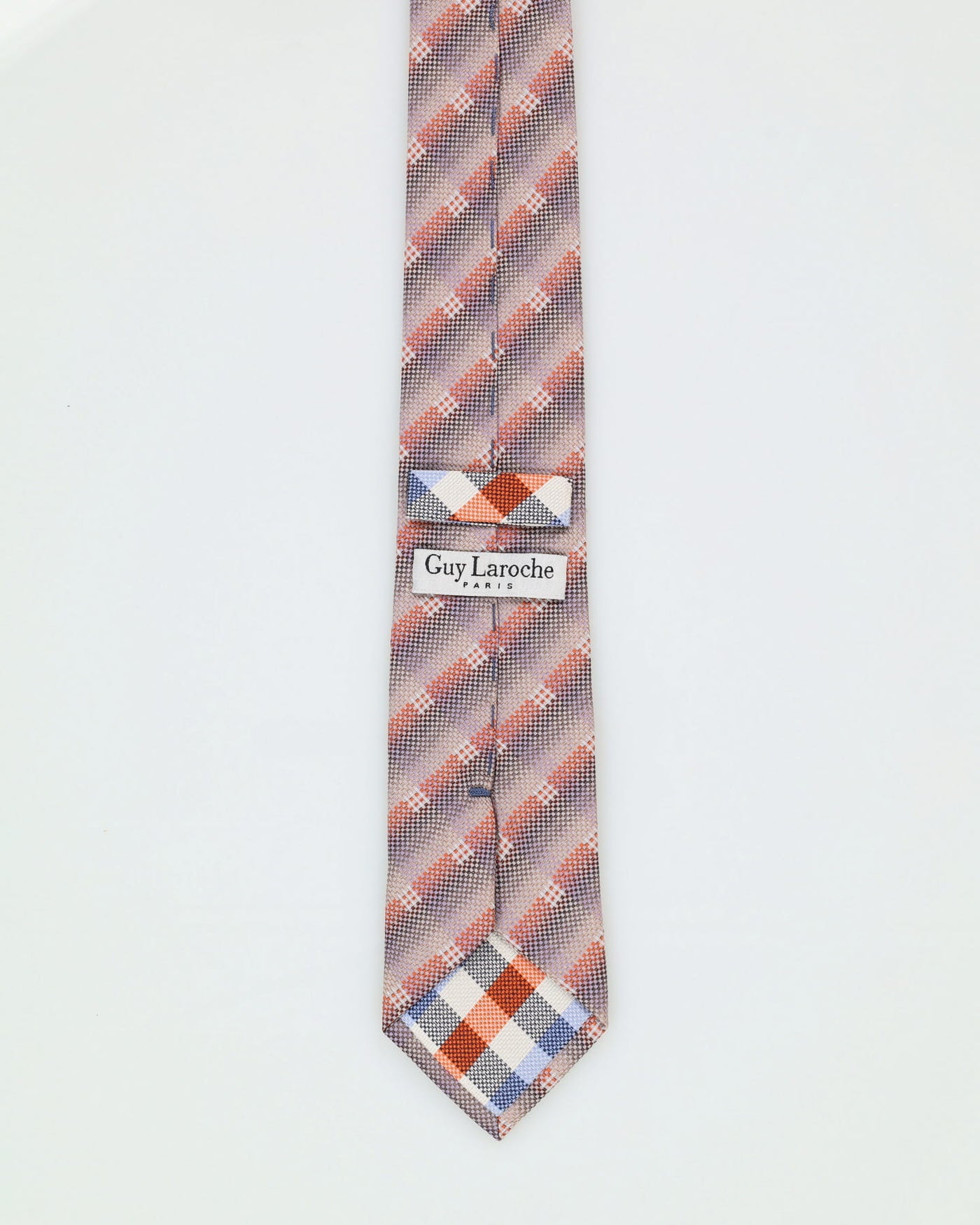 90s Guy Laroche Blue / Pink Patterned Silk Tie