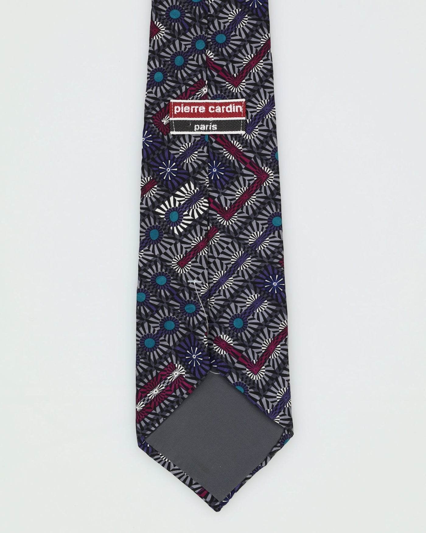 Pierre Cardin Grey / Purple / Blue Patterned Silk Tie