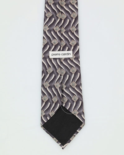 Pierre Cardin Grey / Green Patterned Silk Tie