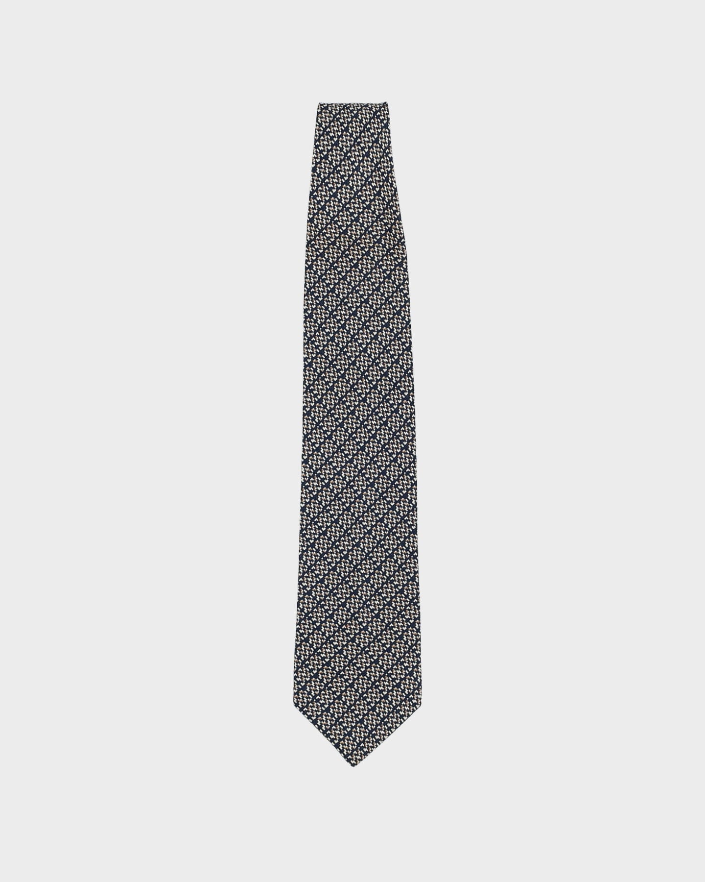 90s Aquascutum Navy Patterned Silk Tie