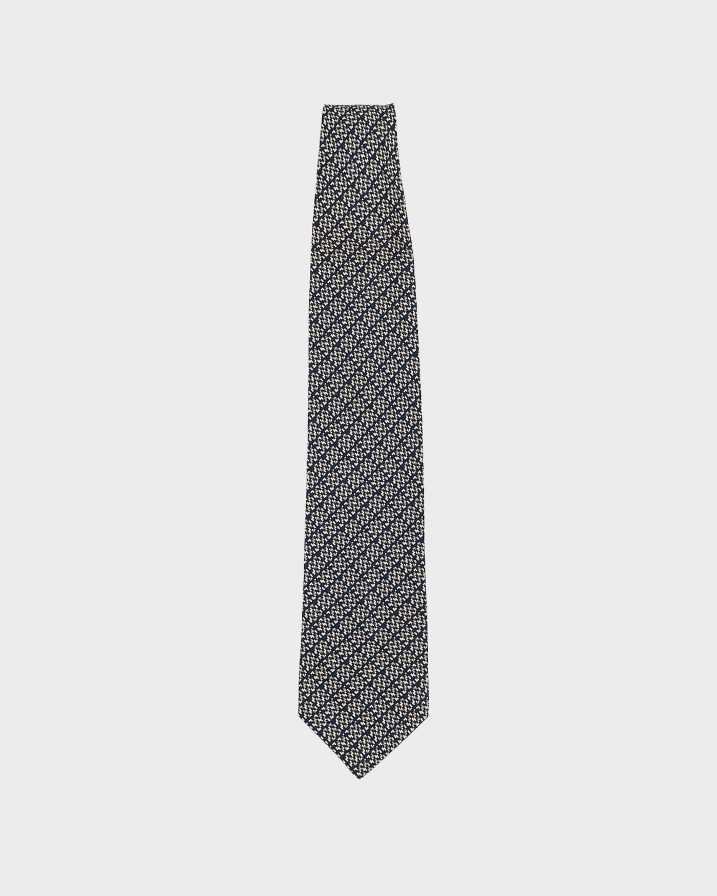 90s Aquascutum Navy Patterned Silk Tie