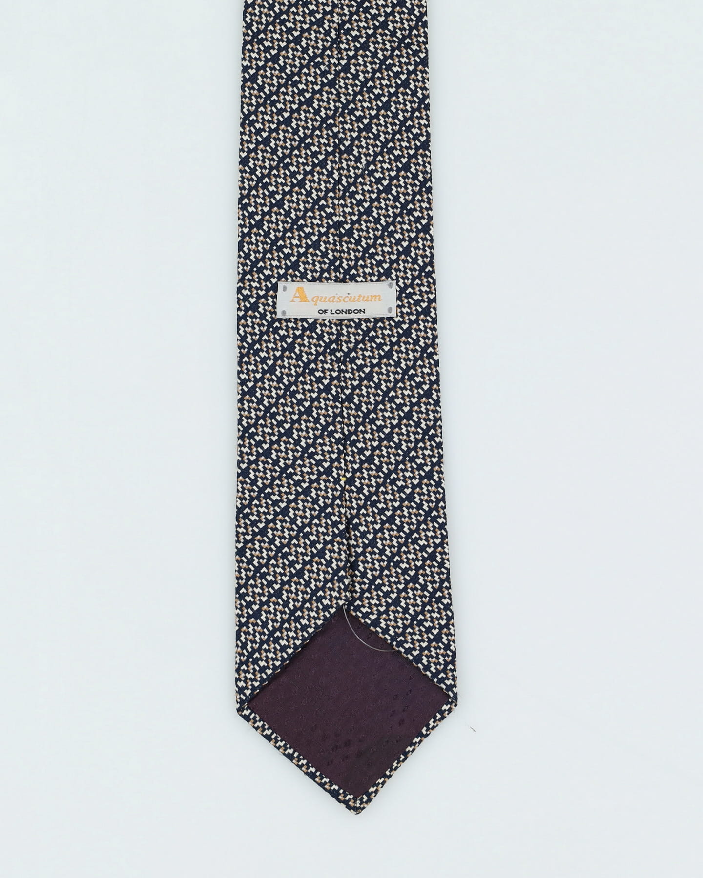 90s Aquascutum Navy Patterned Silk Tie
