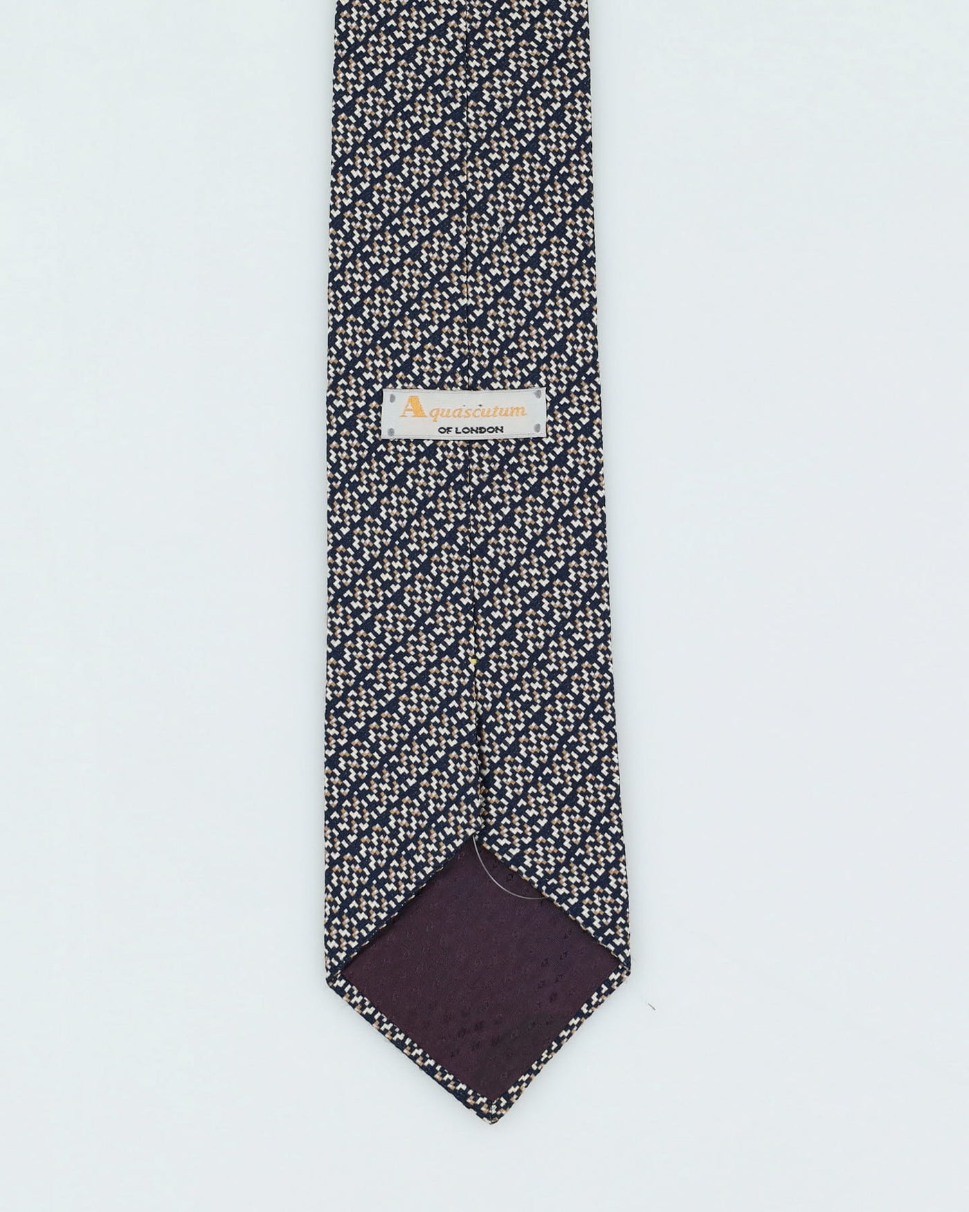 90s Aquascutum Navy Patterned Silk Tie