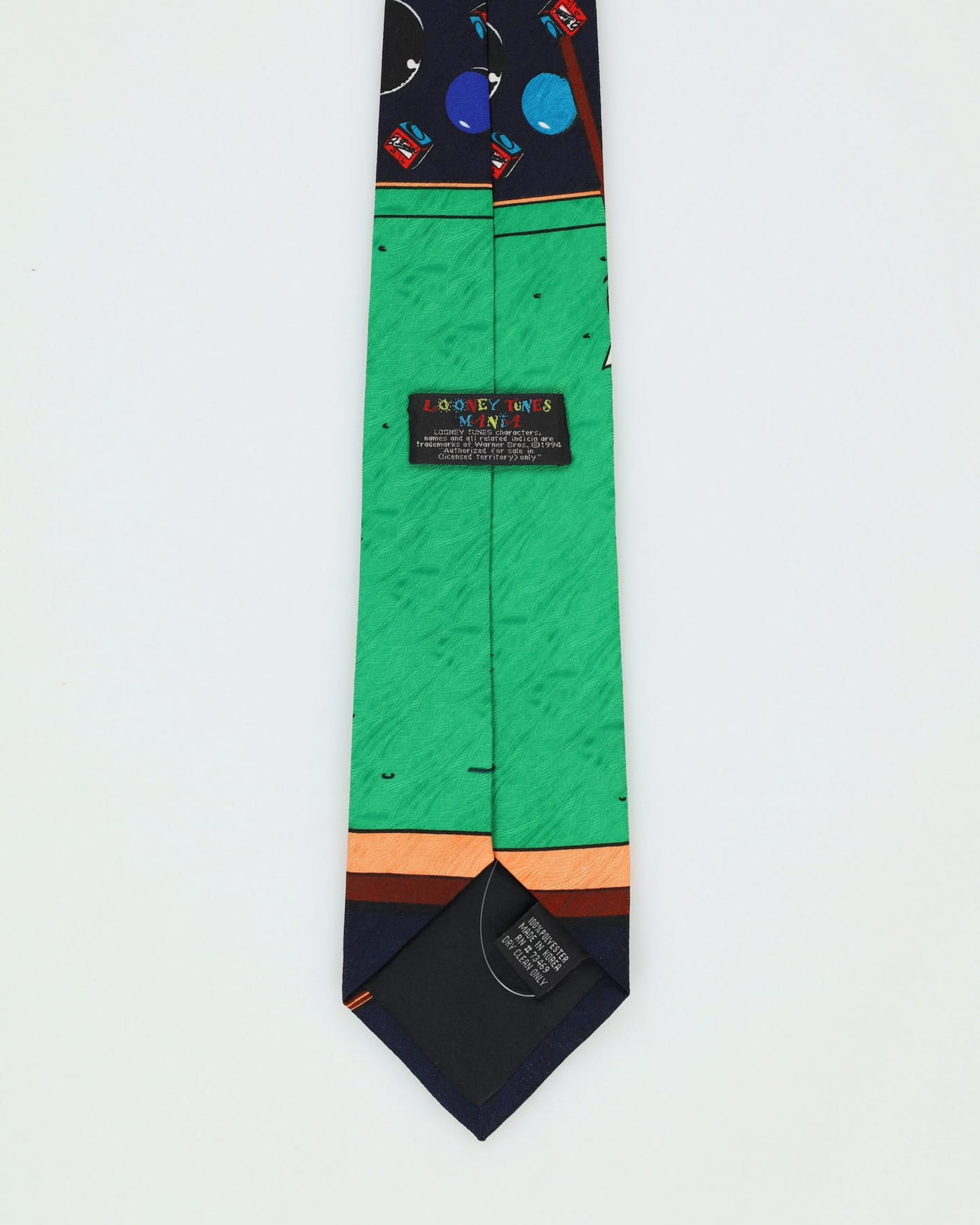 1994 Looney Tunes Sylvester & Tweetie Navy / Green Patterned Tie