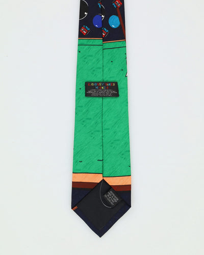 1994 Looney Tunes Sylvester & Tweetie Navy / Green Patterned Tie