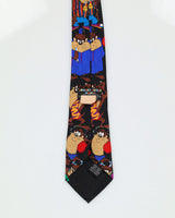 1993 Looney Tunes Tasmanian Devil Black / Multi-Colour Patterned Tie