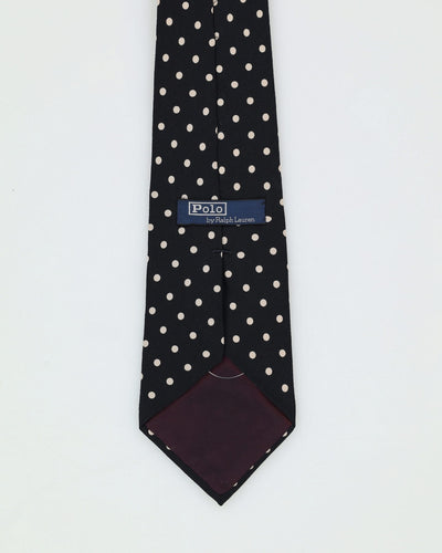 Polo by Ralph Lauren Black / White Polka Dot Patterned Tie