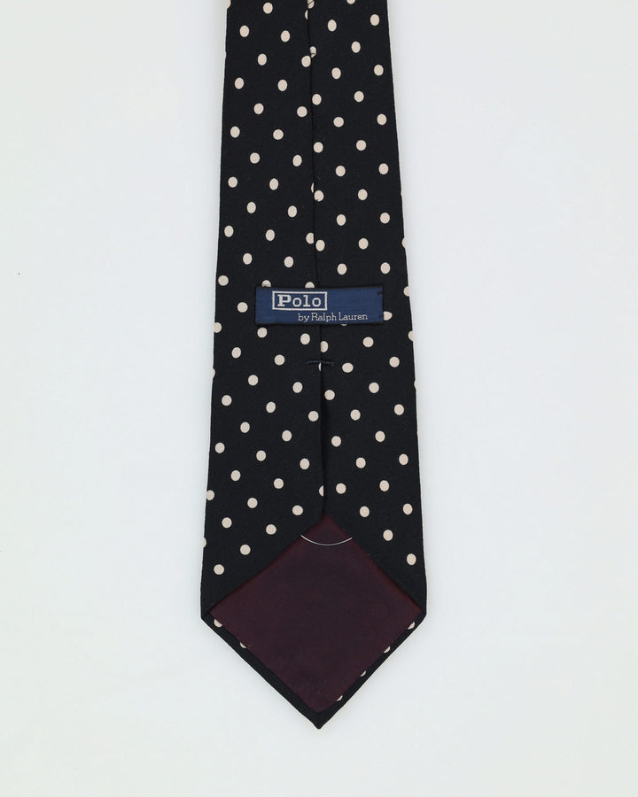 Polo by Ralph Lauren Black / White Polka Dot Patterned Tie