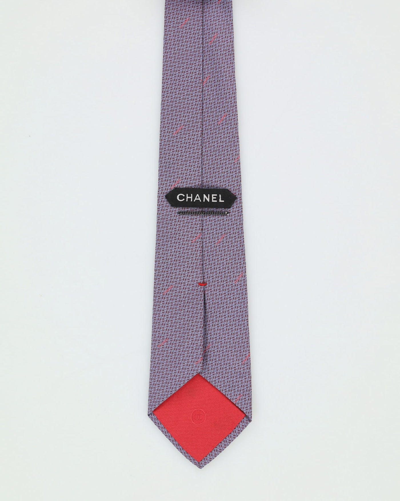 90s Chanel Purple Patterned Silk Tie