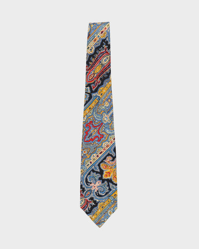 90s Liberty Blue / Navy Paisley Patterned Silk Tie