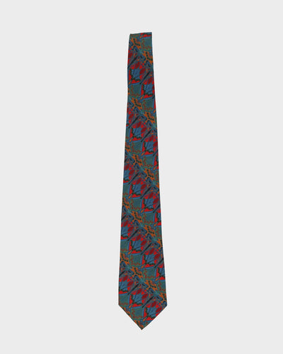 90s Liberty Green / Red / Yellow Patterned Silk Tie