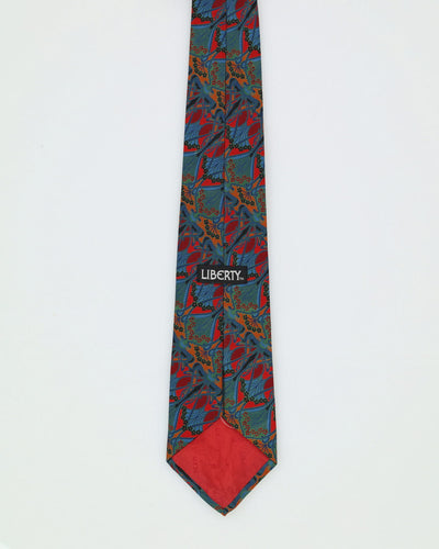 90s Liberty Green / Red / Yellow Patterned Silk Tie