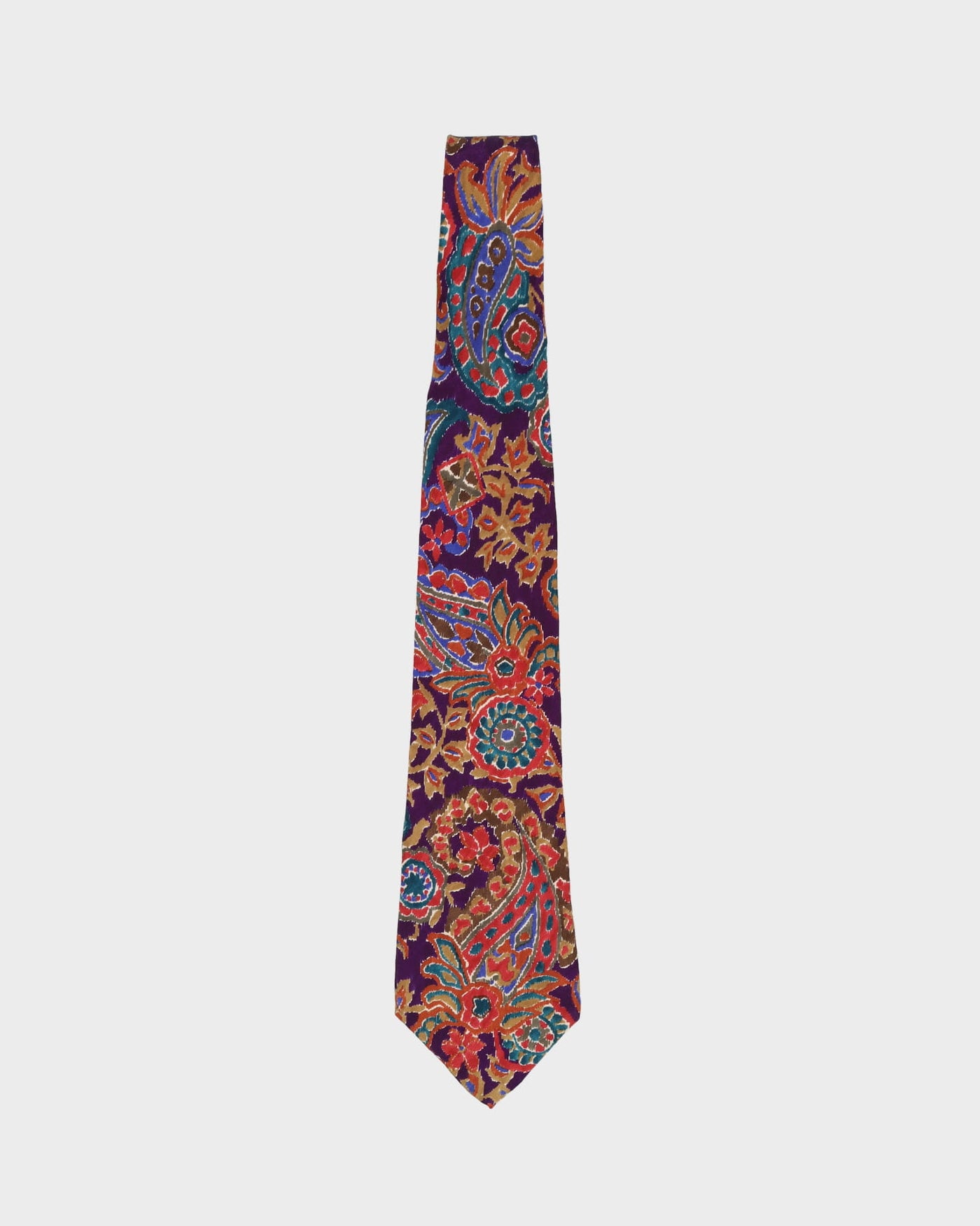 90s Liberty Purple Paisley Floral Patterned Silk Tie