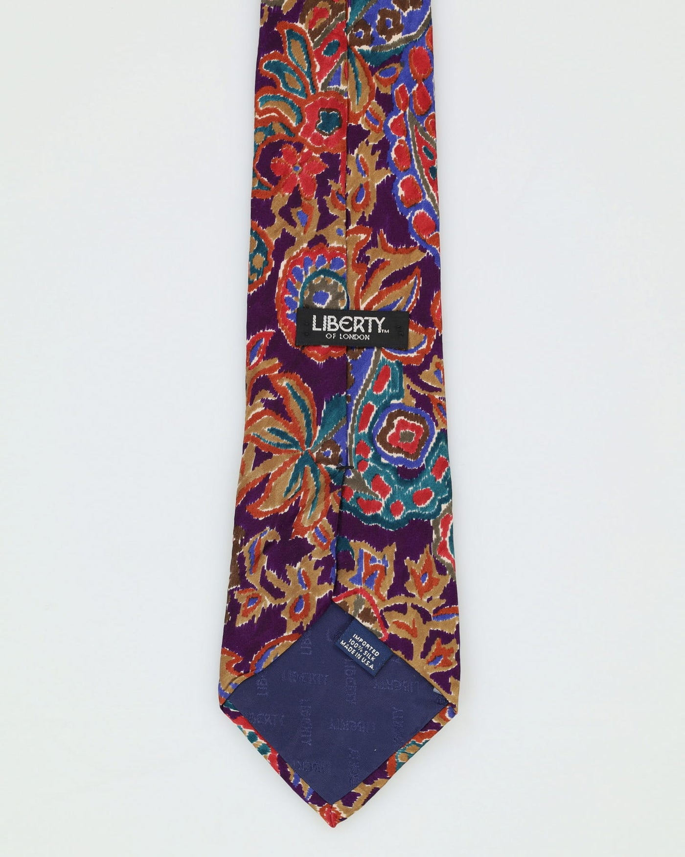 90s Liberty Purple Paisley Floral Patterned Silk Tie