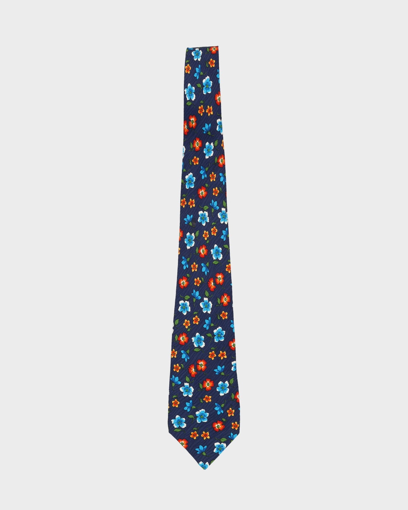 90s Nina Ricci Navy Floral Patterned Tie