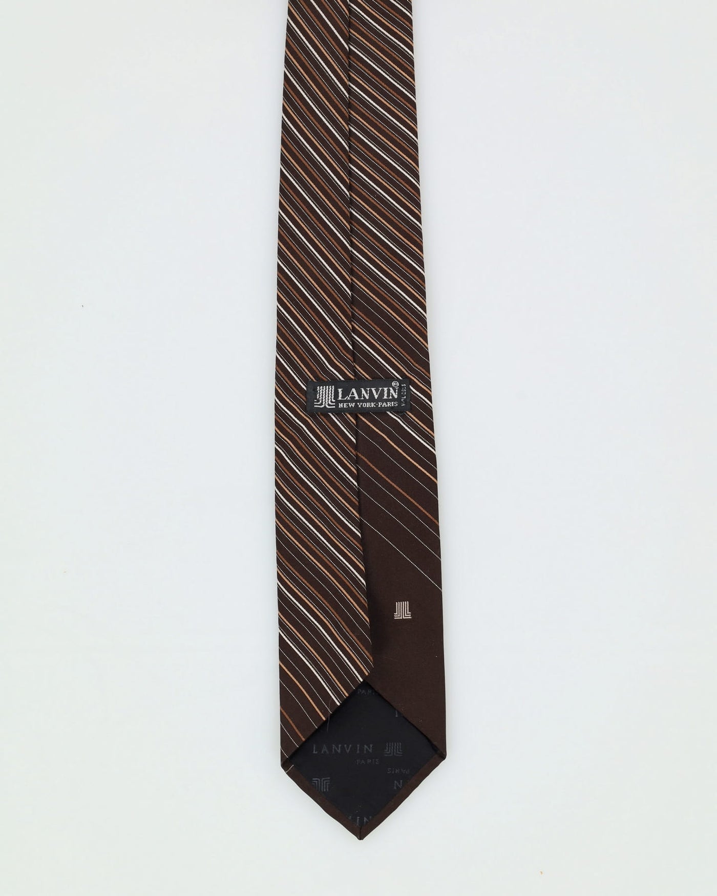 Vintage Lanvin Brown Striped Patterned Tie