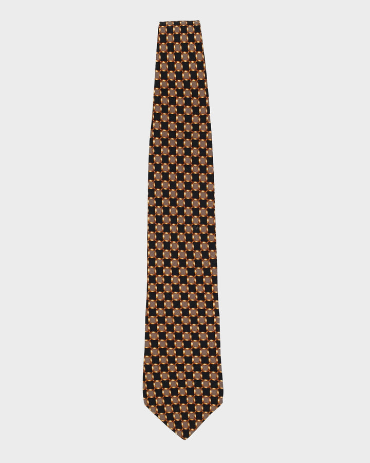 Vintage 90s Aquascutum Black / Brown Patterned Tie