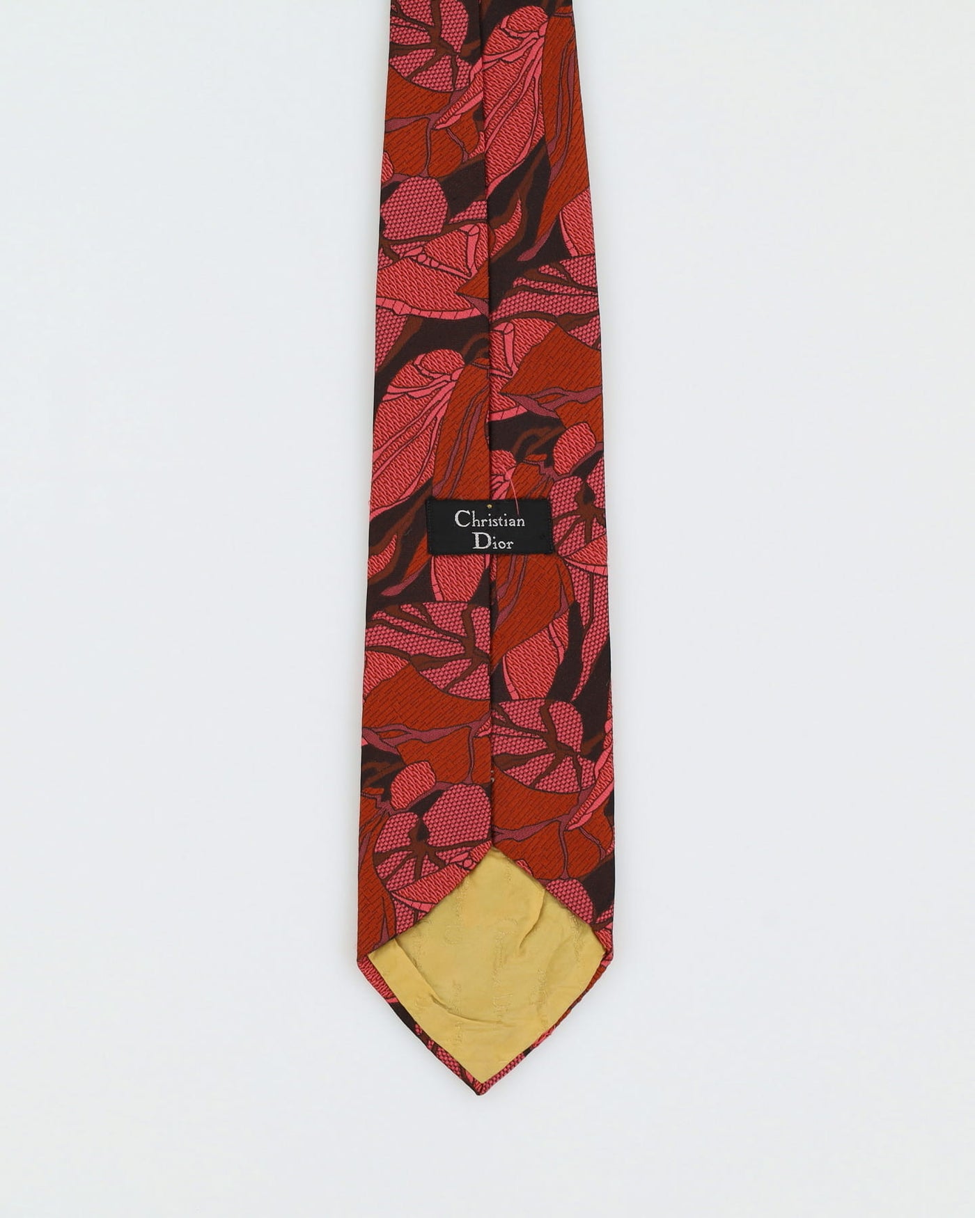 Vintage 90s Christian Dior Pink Leaf / Floral  Patterned Tie