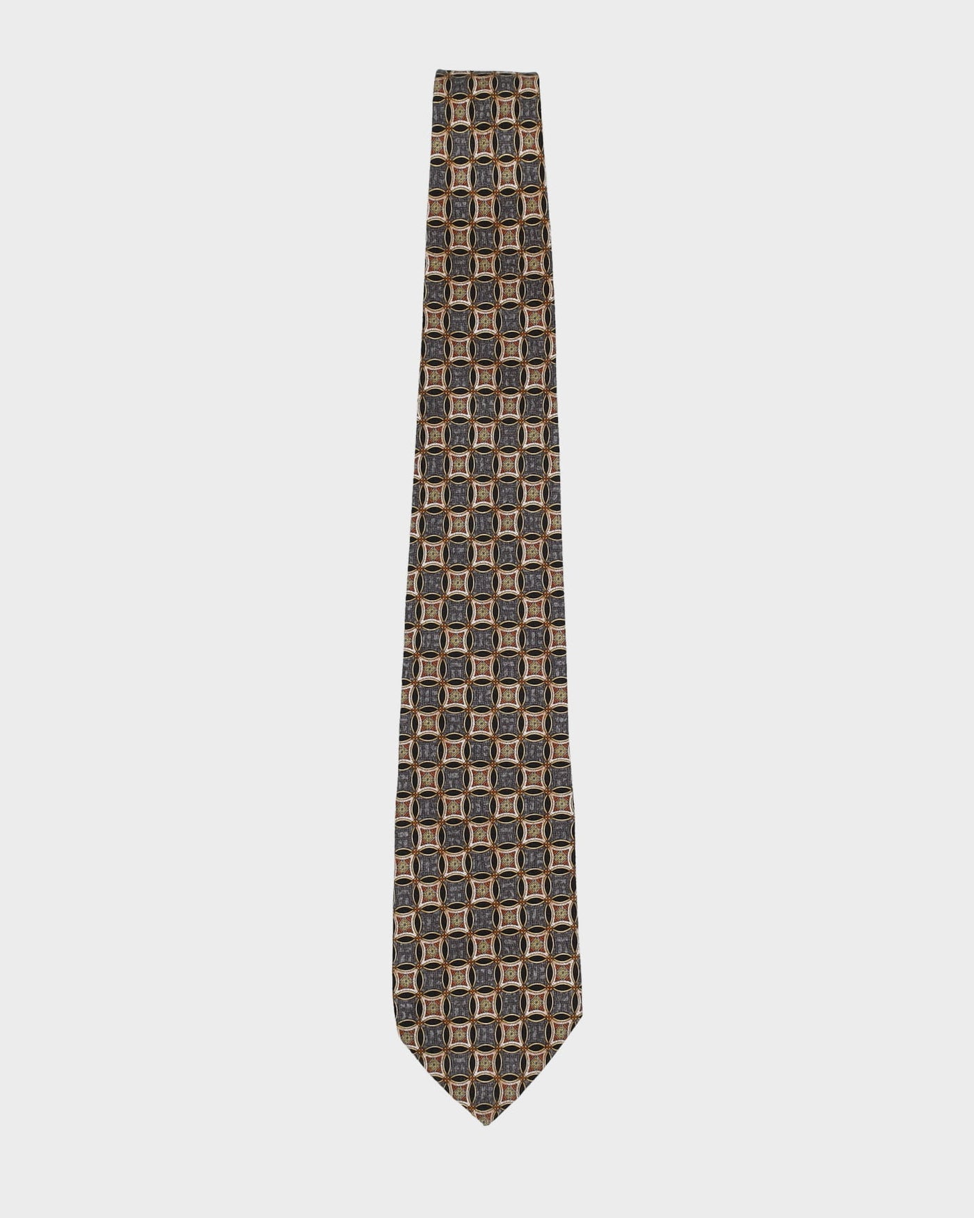Vintage 90s Christian Dior Grey / Brown Patterned Tie