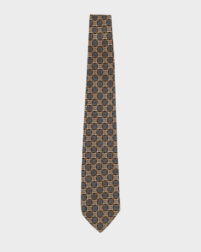Vintage 90s Christian Dior Grey / Brown Patterned Tie
