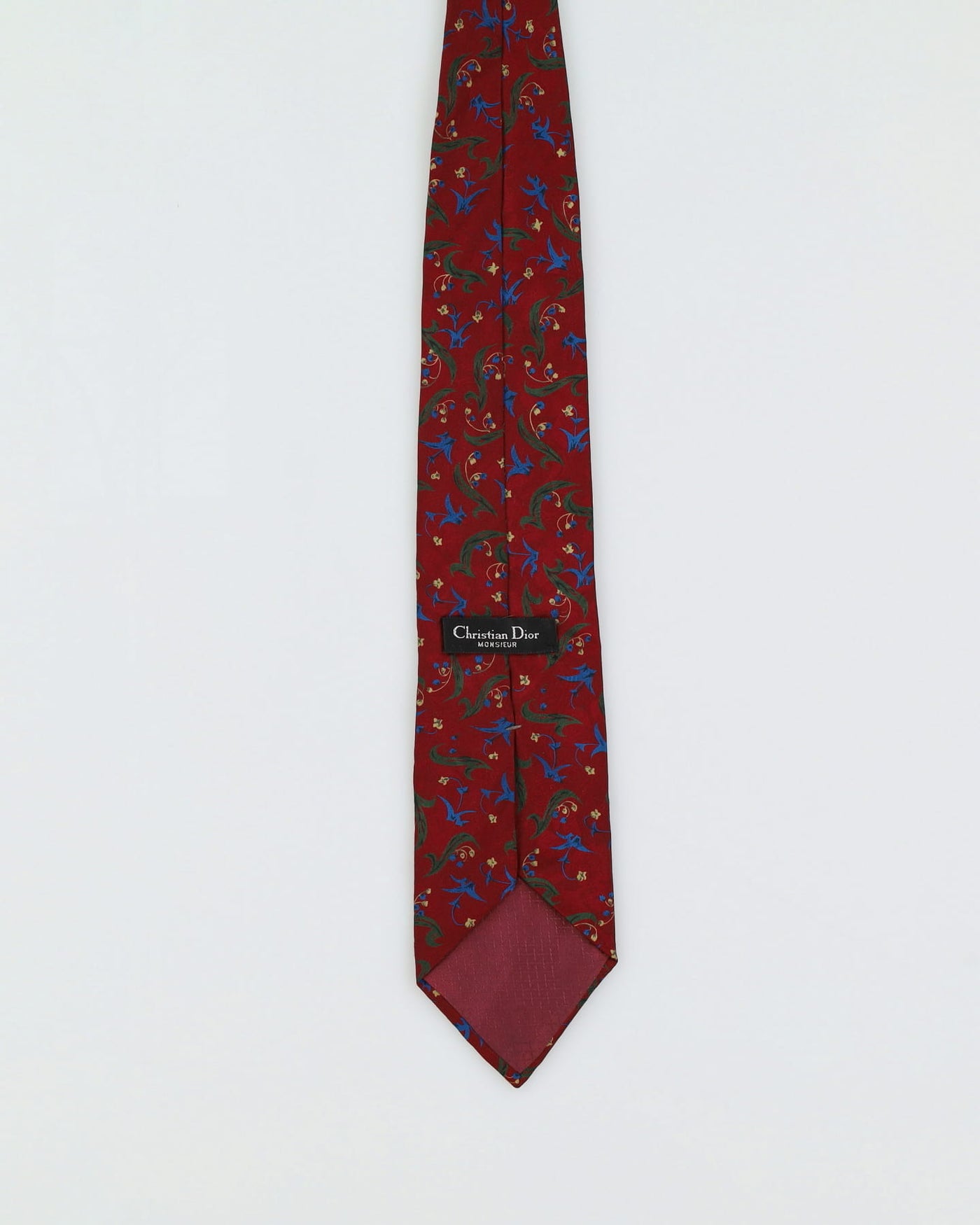 Vintage 90s Christian Dior Red / Green / Blue Patterned Tie