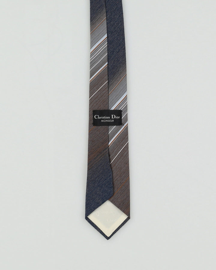 Vintage 90s Christian Dior Grey / Silver Patterned Tie