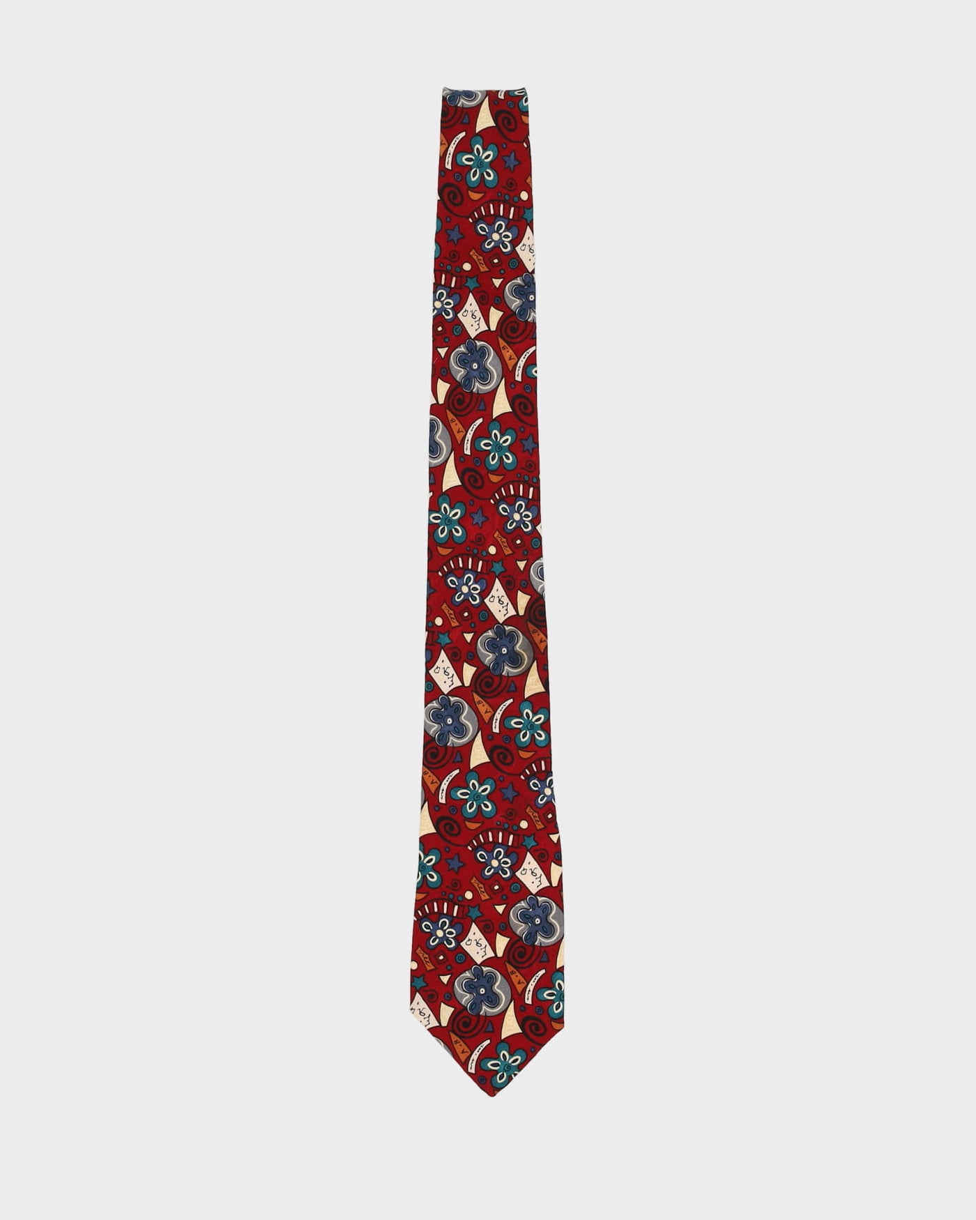 Vintage 90s Christian Dior Dark Red Patterned Tie