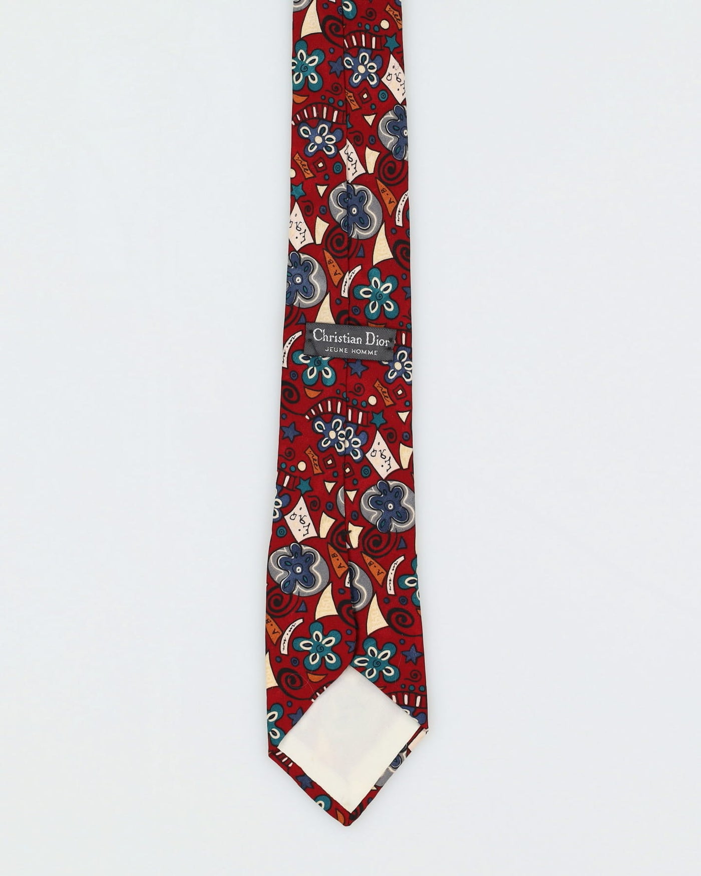 Vintage 90s Christian Dior Dark Red Patterned Tie