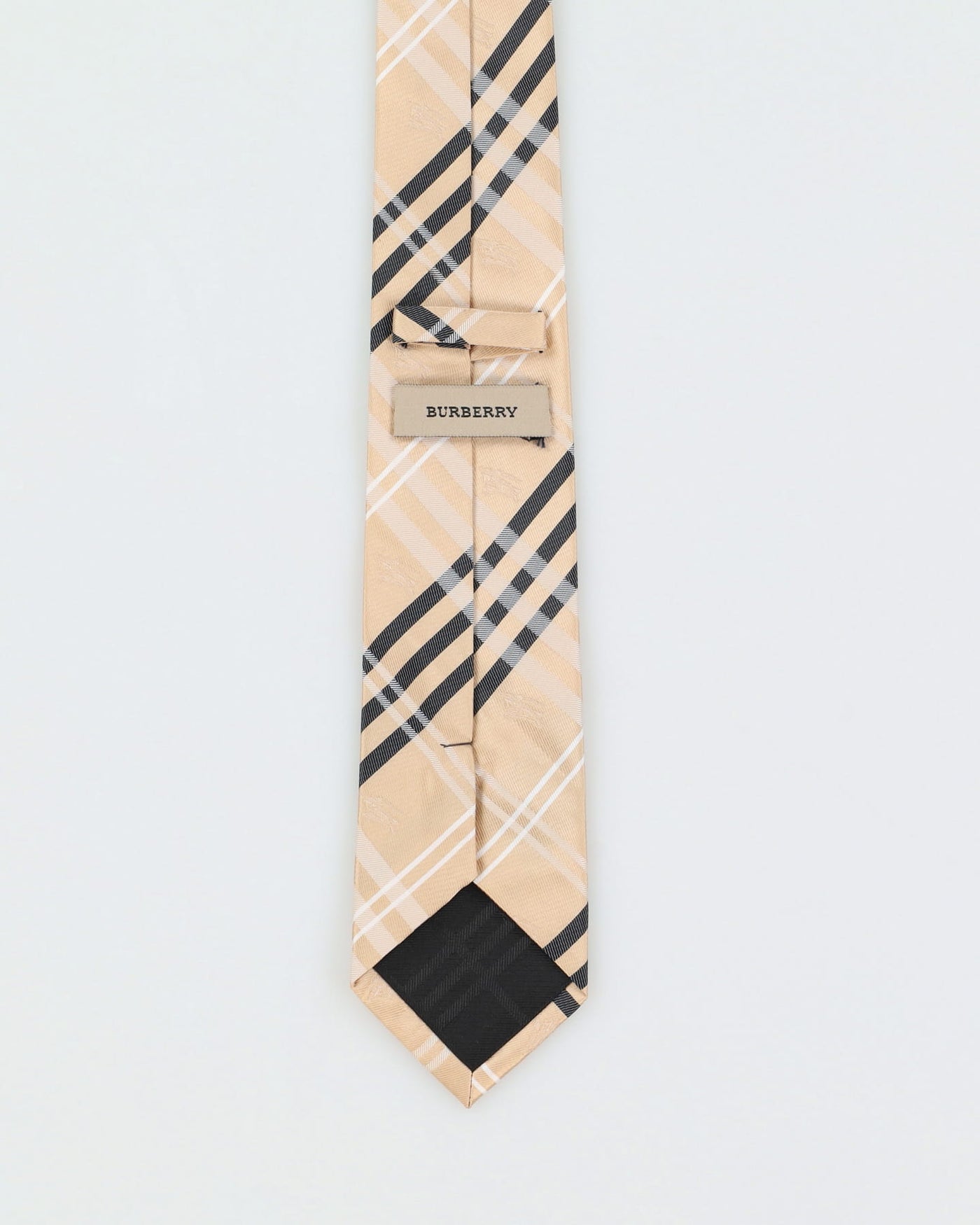 Vintage 90s Burberry Beige Check Patterned Tie